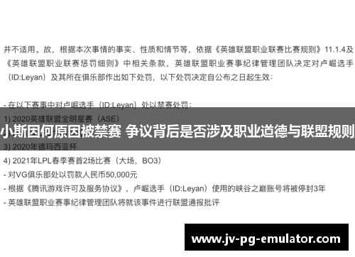小斯因何原因被禁赛 争议背后是否涉及职业道德与联盟规则 小斯因何原因被禁赛 争议背后是否涉及职业道德与联盟规则